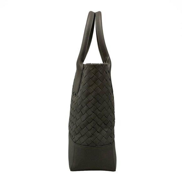 Auth BOTTEGA VENETA Intrecciato 608596 Dark Gray Leather B*******